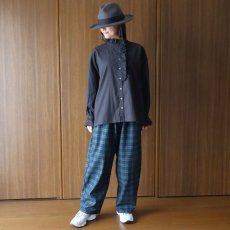 画像10: ista-ire 麻調コットンレースフリルカラーブラウス (10)
