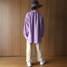 画像12: 08Mab 14番手リネン ボリューム袖チビ襟ブラウス (12)