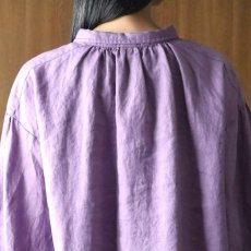 画像7: 08Mab 14番手リネン ボリューム袖チビ襟ブラウス (7)
