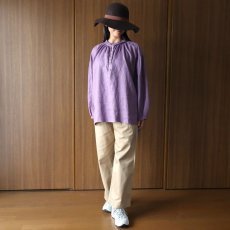 画像10: 08Mab 14番手リネン ボリューム袖チビ襟ブラウス (10)