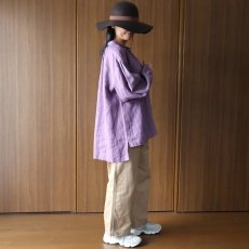 画像13: 08Mab 14番手リネン ボリューム袖チビ襟ブラウス (13)
