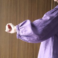 画像8: 08Mab 14番手リネン ボリューム袖チビ襟ブラウス (8)