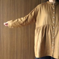 画像20: 【08Mab】リネンシャツ襟ギャザー切り替えチュニック (20)