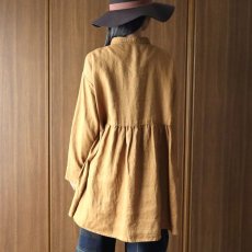 画像18: 【08Mab】リネンシャツ襟ギャザー切り替えチュニック (18)