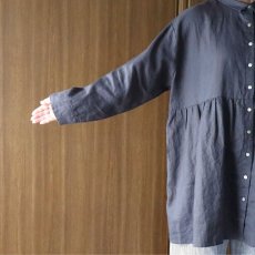 画像34: 【08Mab】リネンシャツ襟ギャザー切り替えチュニック (34)