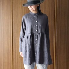 画像30: 【08Mab】リネンシャツ襟ギャザー切り替えチュニック (30)