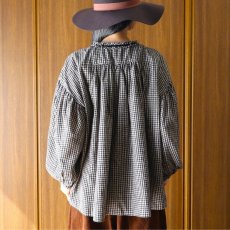 画像3: ista-ire 起毛ギンガムチェックギャザーブラウス (3)