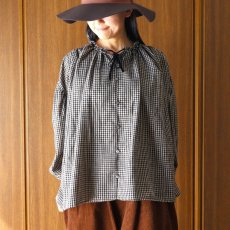 画像5: ista-ire 起毛ギンガムチェックギャザーブラウス (5)