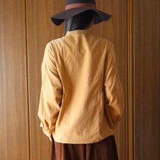 画像16: ista-ire 細畝コーデュロイ脇ギャザーブラウス (16)